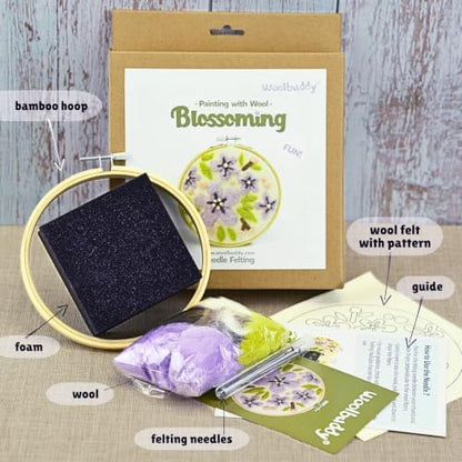 Woolbuddy Wool Painting Felting Hoop Kit (Blossoming) for Beginner Adults - Image 3