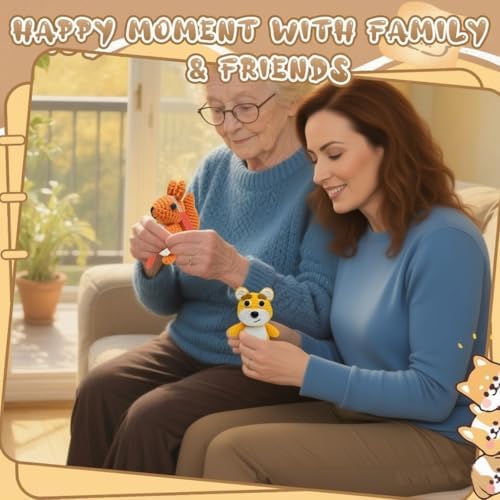FHFTHYH 6Pcs Crochet Kit for Beginners, DIY Craft for Adults, Great Gift for Crochet Lovers, Crocheting Animal Kits with Step by Step Videos,Yarn,Crochet Hook,Birthday Holiday Gift - Image 6