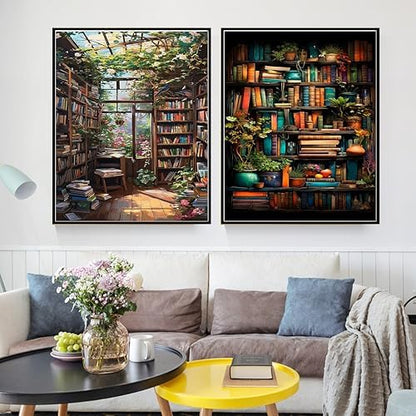 Ycydilirab 2 Pack Bookshelf Paint by Number Adult(with Gifts Box)-Paint by Number Canvas for Adults Bookshelf,Painting by Numbers Kit on Canvas Perfect for Gifts Home Wall Decor(40x50cm) - Image 7
