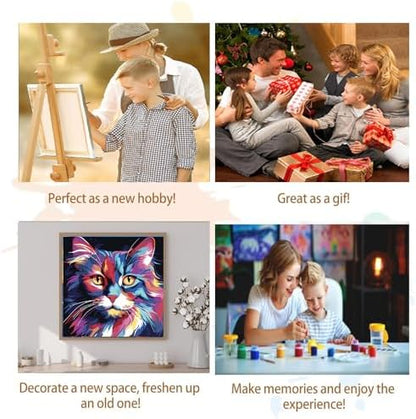 Artunion Framed Paint by Numbers Kit for Adults Beginners & Kids Ages 8-12,Colorful Cat Paint by Number with Frame,Easy Acrylic Paint by Numbers Kit on Canvas 10 * 10 Inch Without Easel - Image 7