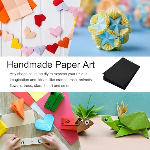 MECCANIXITY 100 Sheet Origami Paper Double Sided Black 11.7 x 8.3 Inch Square Sheet for Art Craft Project, Beginners, Gifts Decor - Image 6