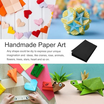 MECCANIXITY 100 Sheet Origami Paper Double Sided Black 11.7 x 8.3 Inch Square Sheet for Art Craft Project, Beginners, Gifts Decor - Image 6