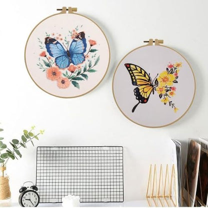 Esffaci Embroidery Starter Kit for Adult Beginner with Butterfly Flower Pattern Hand Embroidery Set with Cloth Hoop Needle Threader Floss and Instruction - Image 6
