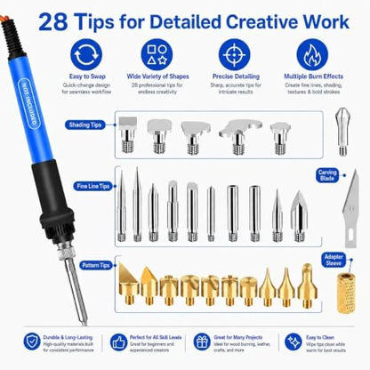28 Pcs Wood Burning Tips Set, Stippling Tool Tips for Pyrography DIY Crafts - Image 5