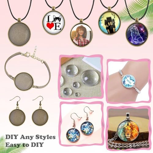 J6QIHANG Pendant Trays Set with Glass Cabochons for Jewelry Making - Image 5