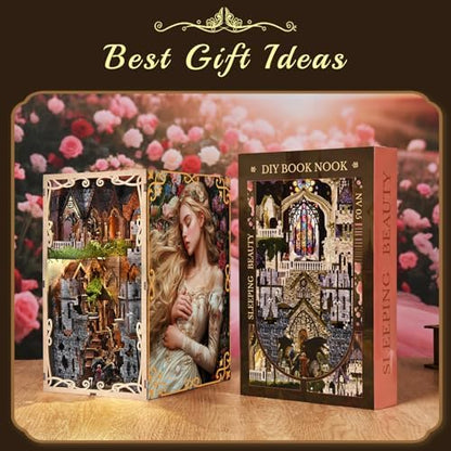 MiniCity Sleeping Beauty Book Nook Kit, DIY 3D Wooden Scene Puzzle with LED - Image 5