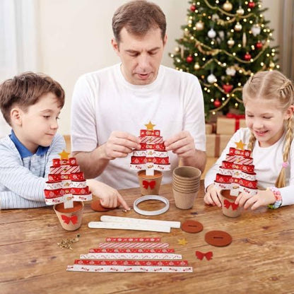 30 Sets Christmas Tree Pot Craft Kit, Standing Paper Xmas Tree DIY Bulk - Image 4