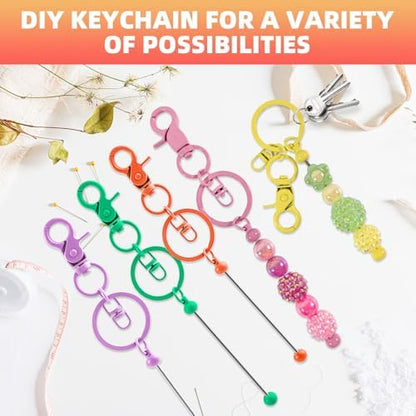 24 Pcs Beadable Keychains Bars bulk - 12 Candy DIY Metal Beaded Keychain Making Kit + 12 Bags Included, Bead Keychain Supplies,Blank Key Chain, Perfect for Women, Men, Mother's Day, Birthday Gift - Image 5