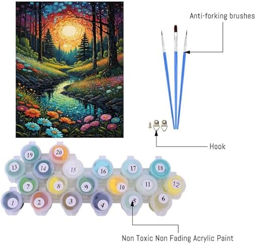 NEGEKFKX Landscape Paint by Numbers Kit for Adults Beginner,Aurora Easy Adult Paint by Number Kits on Canvas DIY Painting for Beginners Art by Numbers for Home Wall Decor 16x20 Inch - Image 5