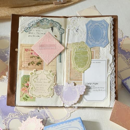 120Pcs Vintage Scrapbook Supplies Embossed Papers,Junk Journal Supply - Image 5