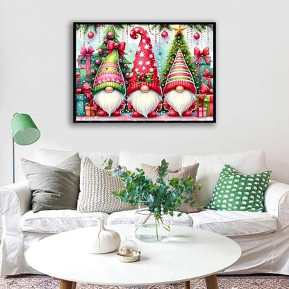 Christmas Stamped Cross Stitch Kits for Beginners Adults, Gnomes Dimensions Needlepoint Art Crafts,Counted Cross Stitch Kits Embroidery Kits for Beginners Adults for Home Decor 15.7X11.8inch - Image 3