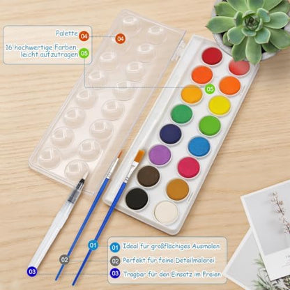 Watercolor Workbook for Adults – Watercolor Coloring Book with 14 Watercolor Paintings, 16 Colors, 3 Brushes & Color Mixing Guide – Large 200GSM Paper for Beginners & Art Enthusiasts - Image 5