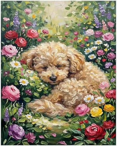 Dog Paint by Numbers Kit for Adults, Adult Paint by Number Kits 16x20 Inch by hkejoi