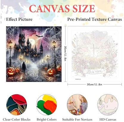 AIBOERL Paint by Numbers Kit for Adults Beginner,Halloween Night, 12X16In - Image 3