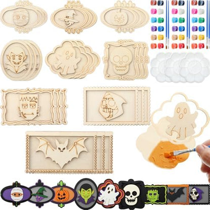 Weysat 18 Pcs Wooden Halloween Crafts for Adults DIY Frames Decorating Kits by Weysat