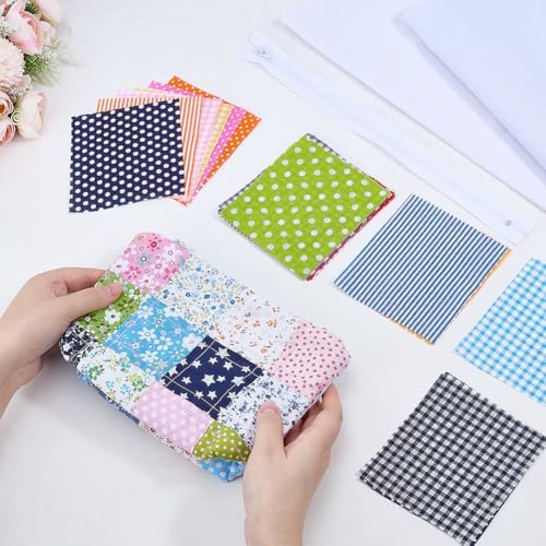 WEBEEDY DIY Quilt Tote Bag Kit for Adult Beginners Handmade Small Quilted Zip Bag Set with Video Tutorial,50 Styles Fabrics,Quilting Tools for DIY Sewing Patchwork Craft Valentine's Day Birthday Gift - Image 4