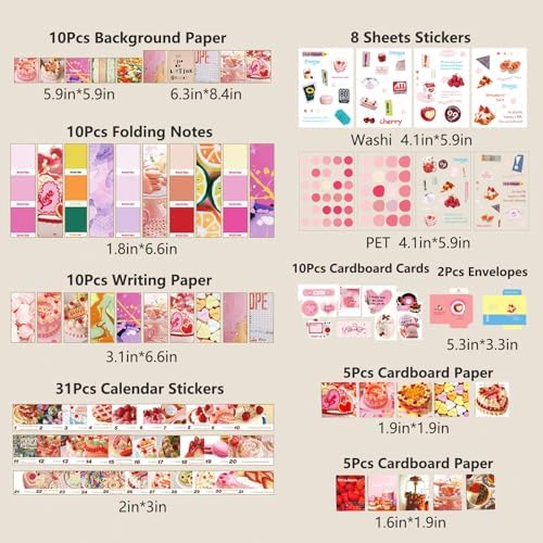 YagCu Scrapbook Kit for Beginners, Aesthetic Junk Journal Supplies, Scrapbooking and Journaling Materials, Bullet Journals Stationery, Planner DIY Arts Craft, Women Adults - Image 3