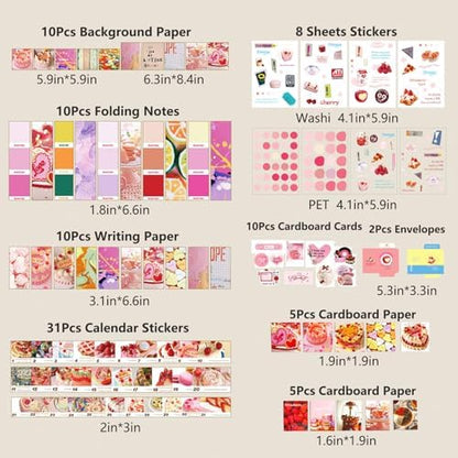 YagCu Scrapbook Kit for Beginners, Aesthetic Junk Journal Supplies, Scrapbooking and Journaling Materials, Bullet Journals Stationery, Planner DIY Arts Craft, Women Adults - Image 3