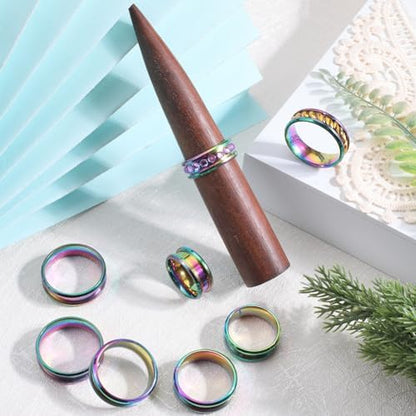 SUNNYCLUE 1 Box 18Pcs Ring Cores Inlay Ring Blanks Stainless Steel Rainbow Color Grooved US Size 7/8/9/10/11/12 Round Empty Jewelry Findings for Jewelry Making Kits Men Women - Image 5