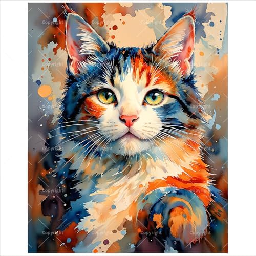 Colorful Cat Paint by Numbers Kit for Adults - DIY Vibrant Feline Painting on Canvas 16x20 Inches, Acrylic Paint Set, Suitable for Beginners, Artistic Cat Art Kit for Home Decoration or Gifts. by Unknown