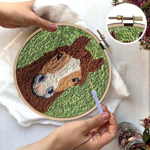RUIQLXHANG Punch Needle Kits for Beginners, Cute Cartoon Highland Cow with Daisy Flower, Punch Needle Starter Craft Set with 20cm Hoop, Perfect for Festival Gift and Decoration (Corgi Dog) - Image 6
