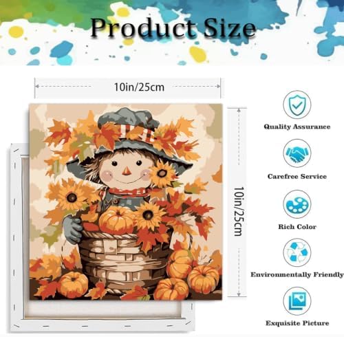 Fall Paint by Numbers Kit for Adults,Scarecrow Paint by Number With Frame - Image 3