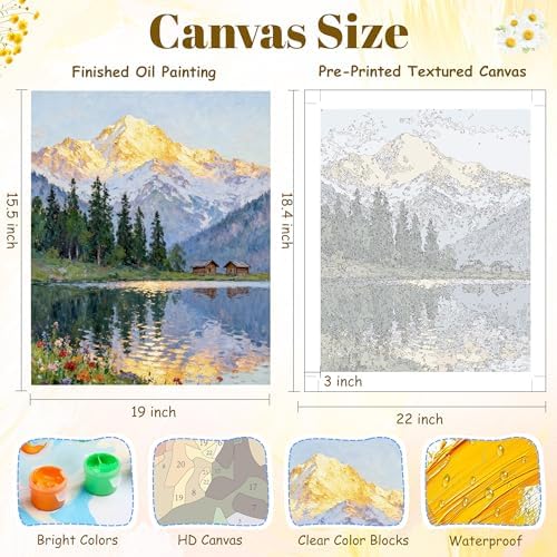 NKVNKV Paint by Numbers Kit for Adults Beginners, Mountain Adult Paint by Numbers on 20" Lx16 W Canvas for Painting Kits for Adults in Colorful Box，for Gift Home Wall Decor Without Frame (Mountain) - Image 4