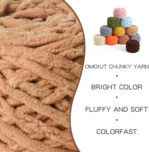 Plush Chenille Chunky Yarn 100g (49.2yd) - Fluffy Velvet Yarn Crochet for Blanket Knitting and Crocheting - Baby Yarns for Crocheting Soft - Amigurumi Yarns (Khaki) - Image 2