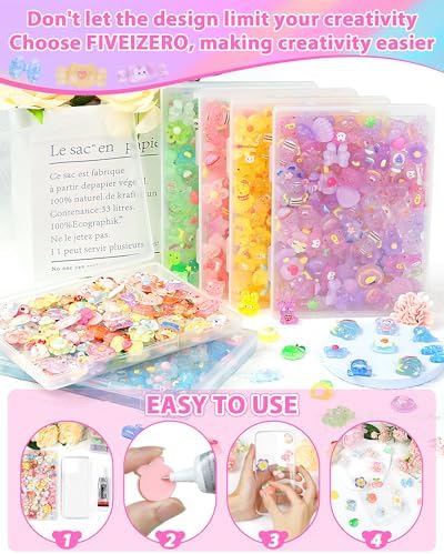 FIVEIZERO 100PCS Cute Slime Charms, Kawaii Flatback Resin Charms - Image 6