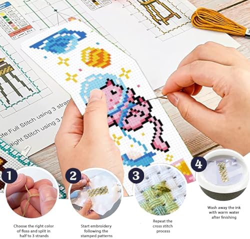ORIGACH 6 Set Space Cat Cross Stitch Bookmark Kit for Beginner - Image 4