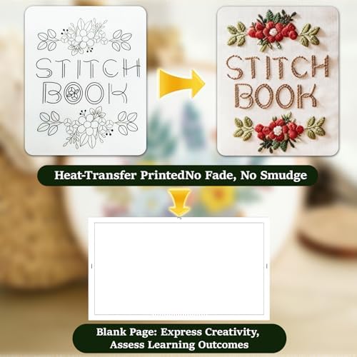 Lemosyu Embroidery Stitch Book Kit for Beginners with 44 Practice Pages - Image 6