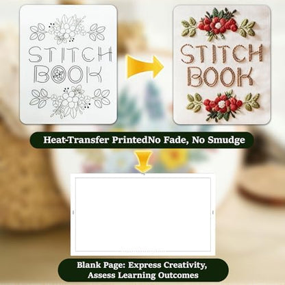 Lemosyu Embroidery Stitch Book Kit for Beginners with 44 Practice Pages - Image 6