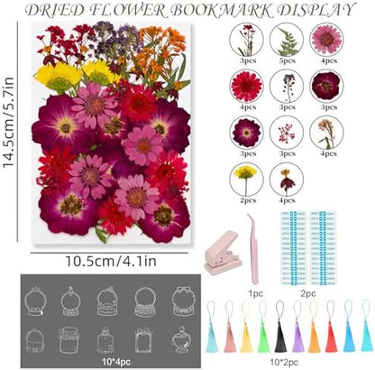 104Pcs Transparent Dried Flower Bookmarks, Dried Flower Bookmark Kit, Handmade DIY Bookmarks for Pressed Flowers, Thousand Flower Bookmark for Kids Women Men, Book Lovers - Image 2