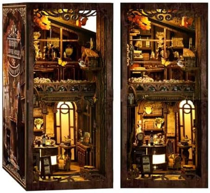 Book Nook Serenity Coffee House 3D Wooden DIY Miniature Kit with LED Lighting - Vintage Bookshelf Decor for Adults by Unknown