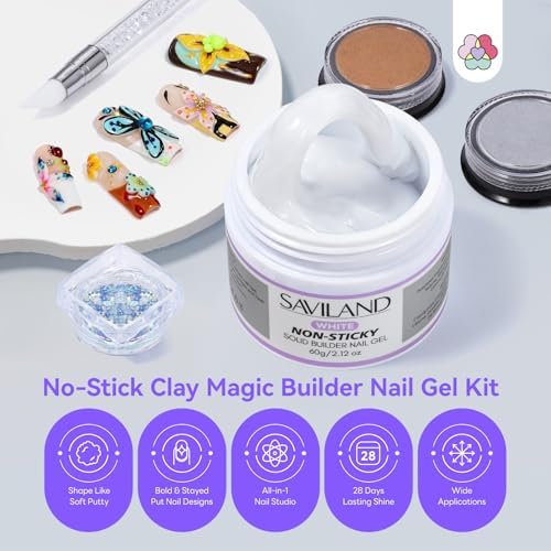 SAVILAND 60 g Solid Builder Nail Gel Kit Non Sticky, White - Image 2