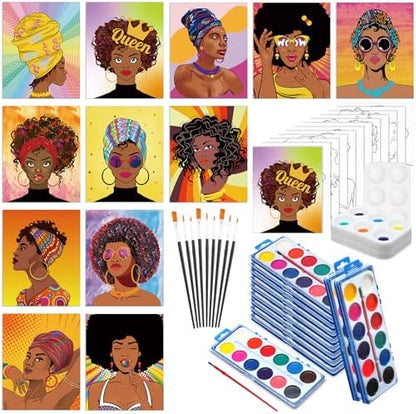 Ctosree 12 Sets Pre Drawn Canvas Kit for Painting,Hipster Women,8 x 10 in by Ctosree