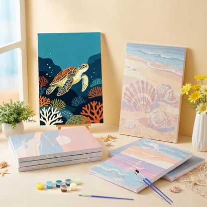12 Set Paint by Numbers Kit for Adults Beginner with 8x12 In Ocean Painting - Image 2