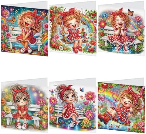 TDFERAN Diamond Painting Bench Rainbow Princess Card 6 Set Red Princess Crystal Puzzle Return Thank You Card Butterfly Garden Handmade Invitations Anniversary Bestie Cards Thank You Cards Wedding by TDFERAN