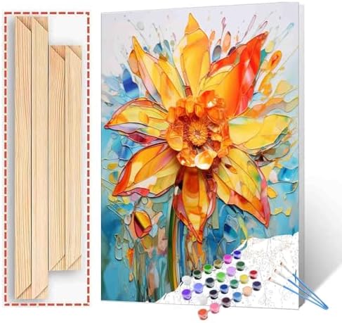 Daffodil Paint by Number Ffor Kids and Adults Beginner，Gardens Paint by Number Kits on Canvas, Spring Wall Art Prints Canvas DIY Gift Oil Painting,Home Wall Decor，(DIY Frame by Aihonmin