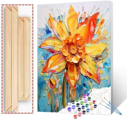 Daffodil Paint by Number Ffor Kids and Adults Beginner，Gardens Paint by Number Kits on Canvas, Spring Wall Art Prints Canvas DIY Gift Oil Painting,Home Wall Decor，(DIY Frame by Aihonmin