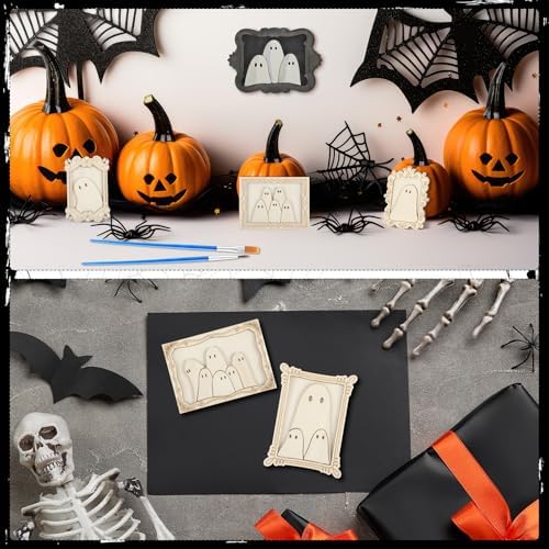 Simgoing 24 Set Adult Halloween Craft, Wood Ghost DIY Frame, Fashion Style - Image 7