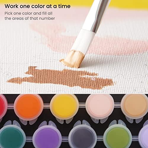 Arteza Paint by Number for Adults, 12x16 Inches, 21 Pieces, Hot-Air Balloon Paint by Numbers Kit, Comes with 1 Canvas Panel, 12 Acrylic Paint Pots, 5 Paintbrushes, Art Supplies for Home & Office Decor - Image 4