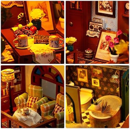 Miniature House Kit, DIY Dollhouse Kit with Dust Cover for Adults - Image 3