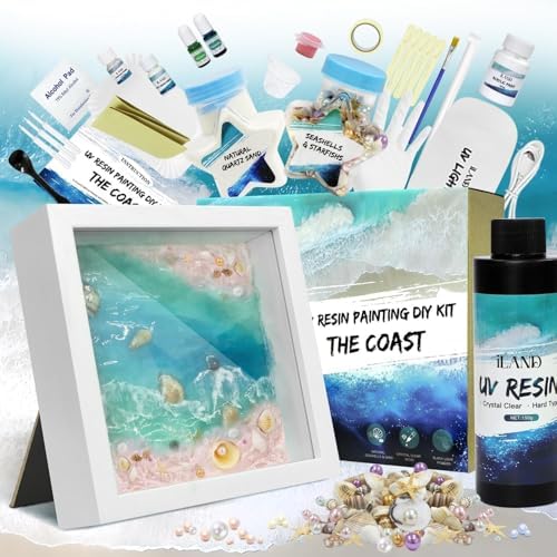 iLAND Crafts for Adults Zen Ocean Resin Art Kit, Creative Teen Crafts Resin Kit for Beginners, Crafting Hobbies for Women, DIY Sea Art Projects for Adults, Unique Beach Themed Gifts for Crafty Crafter by ILANDTradingCoLtd