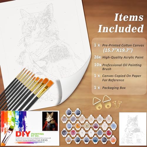 NiArt Paint by Numbers Kit for Adults Beginners, Canvas 16x20 Unframed - Image 4