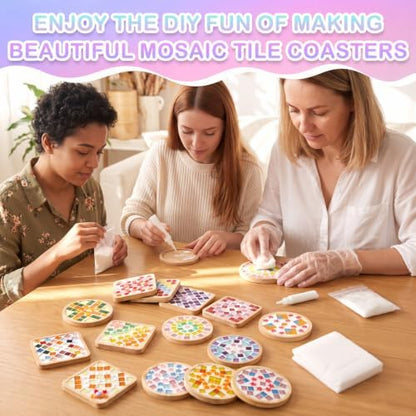 Reallnaive 14 Sets Mosaic Coaster Kit with Glass Tiles,Dreamy Style - Image 5