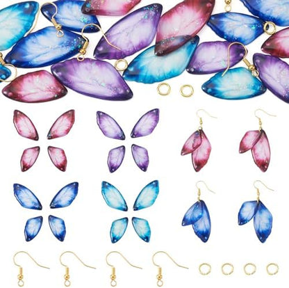 FASHEWELRY 16Pcs Resin Dragonfly Wing Charms Pure Color Insect Wing Earring Pendants Transparent Fairy Wings Charms with Earring Hooks Jump Rings for Necklace Bracelet Crafts Jewelry Making by FASHEWELRY