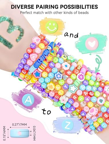 ARTDOT 800 Pieces Assortment Letter Beads for Friendship Bracelets Making Kit, 28 Styles Jewelry Making Supplies Alphabet Beads Set Preppy Crafts Art, White Multicolor - Image 3
