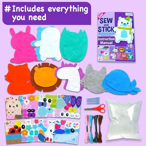 EZCRA Unicorn Sewing Kit for Kids Ages 4-8 - 8 Beginner Projects - Image 3