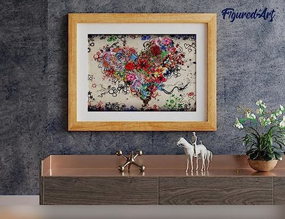 Figured'Art Paint by Numbers Kit for Adults Love Flowers 16"x20" - Craft Art Painting Rolled Canvas with DIY Wooden Frame - Image 4